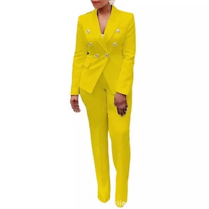 S--4XL Suit For Women 2 Piece Office Lady Outfits Elegant Long Sleeve Blazer Pant Matching Sets Africa Clothing