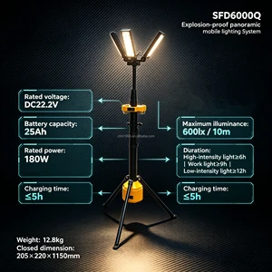 Explosion-proof Panoramic Mobile Lighting Tower Tripod Ground Stakes IP66 3km Omnidirectional Visible Warning Light for Tunnel