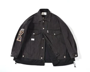 Vintage High Street Trendy Men's American-Style Embroidered Breathable Windproof Washed Denim Jacket All-Season Casual Single
