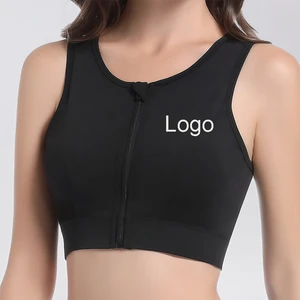 Zip Front Closure Racerback Sports Bra For Women Tank Sleeves Plus Size Custom Logo Workout Running Bras With Breathable Meah