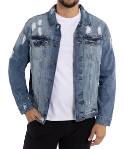 OEM Men's Vintage Waterproof Denim Jean Jacket with Covered Buttons Oversize Coat for Spring Season Supplier in Pakistan