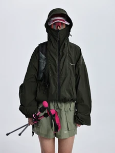 Outdoor Lightweight UPF 50 Sun Protection 3D Pattern Wrinkle-Resistant Hooded Full Sleeve Clothing