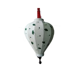 Mid Autumn Festival Hanging Silk Lantern Vintage Decor Bamboo Hanging Lamp with Flower Pattern Water Roof Decor for Outdoor Use