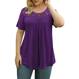 Women's Plus Size Casual Breathable Half Sleeve Crew Neck T-Shirt Ruffles Eco-Friendly Quick Dry Anti-Wrinkle Comfortable