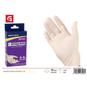 Size 8 Jupiter Latex Disposable Safety Gloves for Cleaning and Multi-Purpose Use