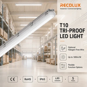 Optional Halogen-Free Wire LED Tri-Proof Light For Safety-Focused Warehouse Factory And Industrial Projects