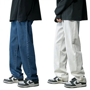 Mens 2025 New Loose Straight-Leg Korean Style Casual Denim Trousers Draping Spring/Summer High-Street Floor-Length Trousers