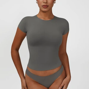 Nude Short-Sleeved High-Elasticity Yoga Fitness Casual Tight Fit Top