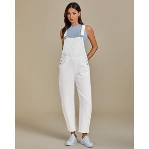 2025 Women's Casual Barrel Leg Overalls Baggy Bib Stretchy Denim Jumpsuit with Pockets Loose Fit Jean Overall Jumpsuits