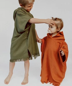 Wholesale Kids Beachwear Plain Absorbent Hooded Towel Beach Kids Robe Quick Dry Children Bath Poncho