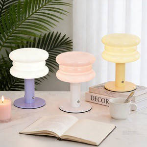 China Factory Color Glass Room Lamp Decor Rechargeable Touch Bedside Table Lamp Wireless