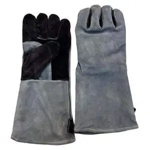 14 Inch Split Cowhide Leather TIG MIG Welding Gloves with Cotton Liner Heat Resistant Safety Work Gloves Heavy Duty BBQ Grilling