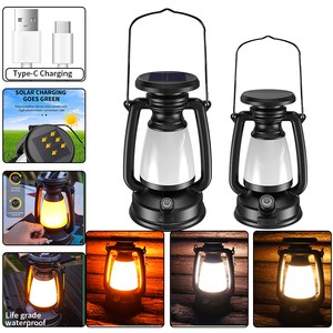 USB Rechargeable Camping Lantern Stepless Dimming of Cold and Warm Light Outdoor Tent Lamp with Solar Charging Camping Light