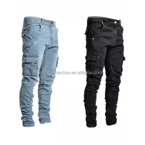 New Jeans Men's Side Pocket Small Trouser Leg Skinny Jeans