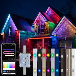 UL CUL 48V Eaves Christmas Decorations Light 200ft 500ft Point Light IP68 Waterproof App Control Track Permanent Lighting