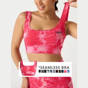 Tie-dye All-in-one Sports Bra Women's Outside Breathable Yoga Vest Running Fitness U-neck Ladies Sports Bra