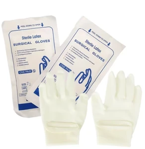 Packaged Pairs Disposable Medical-Grade Sterile Surgical Latex Gloves 6mil Thick Textured Powder-Free Safety Gloves