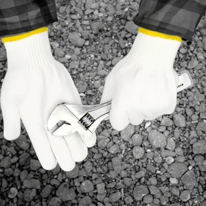 Wear-Resistant Cotton/PVC Construction Safety Gloves with Elastic Cuffs Anti-Slip Anti-Impact & Anti-Scratch Protection