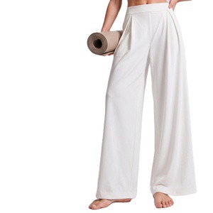 Yoga High Wide-Leg Breathable Spandex Pants Womens Loose Fit Sporty Spring Full-Length Outdoor Sports Running Training Fitness