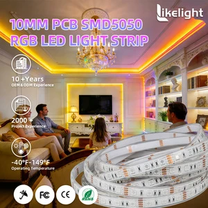 Wholesale OEM ODM 10mm PCB 30 60LEDs SMD5050 DC12V DC24V IP20 IP65 IP67 Red Yellow Blue Green White RGB Led Strip Light