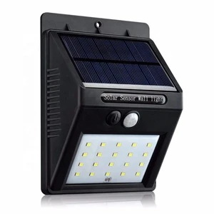 Outdoor IP65 Waterproof Solar LED Wall Lamp with 20 LEDs PIR Motion Sensor Battery Backup for Garden & Street Lighting