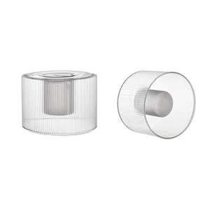 Clear Ribbed Short Cylinder Glass Lampshade Pendant Light Shade Modern Minimalist Lighting Cover Factory Wholesale