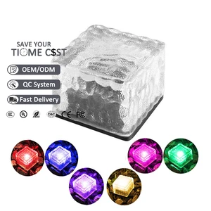 4LEDs Garden Lighting Inground Buried Glass Outdoor Solar LED Ice Brick Lights