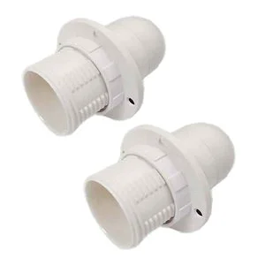 2 White Thermoplastic E14 Lamp Holders with Ring 250V Socket and Screw Style Compatible with GU10 Base Type