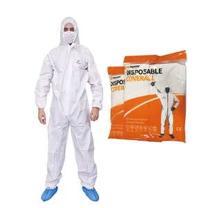 Cheap CE ISO Waterproof Hazmat Suit SMS PPE Microporous Anti-static Isolation Gown Disposable Protective Coveralls Hood Type 5 6