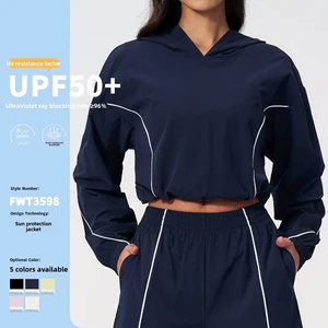 Under Lulu Women's UPF50+ Four-Sided Bullet Hooded Sunscreen Outdoor UV Protection Quick-drying Wrinkle-resistant Sports Jacket