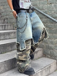 Oversized Cheap Wholesale Manufacture Washed Pants Wide Leg Plus Size Customize Baggy Denim Jeans Men