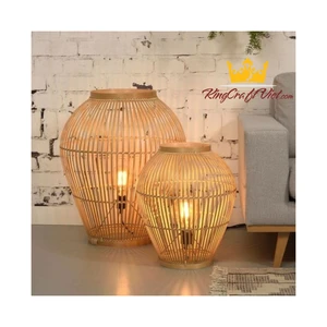 Best Choice Electric Bamboo Table Lamp Woven 100% Bamboo Lantern Rustic Minimalist Bedroom Light Made in Vietnam