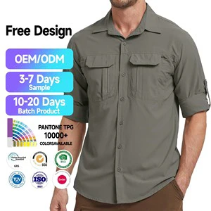 Custom Men's Breathable UV Protection UPF 50 Quick Dry Long-Sleeved Spandex/Nylon Fishing Shirt