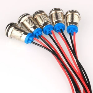 6/8/10/12mm Metal Equipment Indicator Lights LED with Wire Waterproof for Vehicle-Mounted Ship 12V 220V