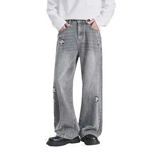 Primmum Quality Men's Slim Fit Washed Distressed Baggy Denim Jeans Pants Comfortable Streetwear Casual Jeans Custom Design