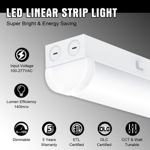 4ft 8ft LED Shop Fixture 30-80W US Warehouse ETL DLC UL LED Industrial Batten Strip Lighting Smart Led Linear Lamps Tube Lights