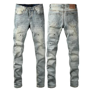 New Stock Mens European American Designer Crystal Jeans Men High Quality Plus Size Men's Pants Slim Fit Jean
