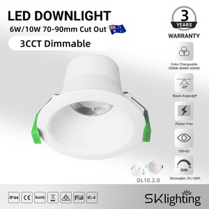 LED Downlight Anti-Glare LED Spotlight Recessed Ceiling Light 2700K-6500K CCT 8W 10W 90mm Cut-Out IP44 Dimmable Modern Design