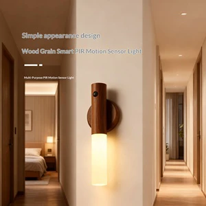 Minimalist Style Wooden LED Magnetic Sensor Light with USB Rechargeable for Kitchen Use