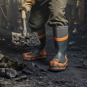 Anti-smash Steel Toe Safety Work Shoes Anti-puncture Midsole Rubber Neoprene Anti-slip Industrial Mining Boots