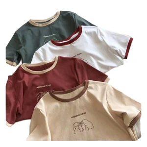 Women's Summer Tops Cheap 180G Lightweight Short T-Shirts Casual Solid Pattern Knitted Wholesale Printed 100% Polyester T-Shirts