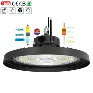 5 Years Warranty Led High Bay Lights100w 150w 200w 240w 170lm/w Lighting Warehouse 3cct Switchable LED UFO High Bay Light