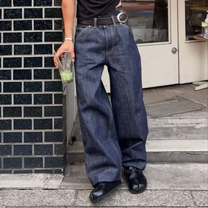 Vintage Mid-Rise Heavyweight Selvedge Denim Jeans Men A-line Straight Original Cow Jeans Men's And Women's Cleanfit Pants