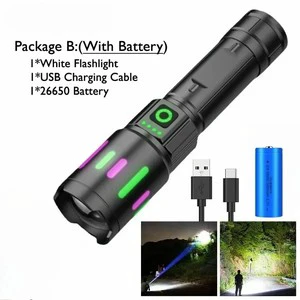 Hot Sales Outdoor 26650 White Led Aluminum Alloy TYPE-C Rechargeable Head Retractable Led Flashlight