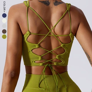 Active Wear Yoga Bra Fitness Gym Crop Top Cross Back Seamless Workout Women Sports Bra