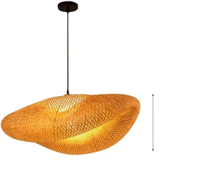 HOT DEALS HIGH QUALITY Woven Bamboo Pendant Light Lantern Ceiling Lamp Wicker Light with Cloud Shade for Home Decor