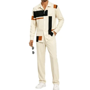 Modern Casual Casual Stitching Contrast Color Design Men's 2-piece Set Suitable For Holiday Parties And Daily Street Wear