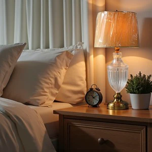 Modern Simple LED Glass Lamp with Cone Shade Customized Color for Living Room Electric Power Supply