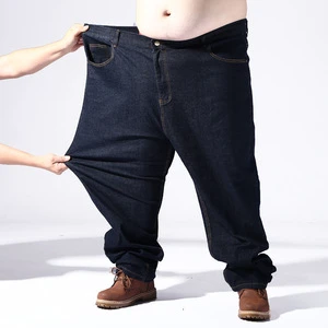 Custom Extra Large Size Men's Plus Jeans 150.00kg-200.00kg Solid Medium Summer Increased Elastic Waist Plus Size Jeans Men
