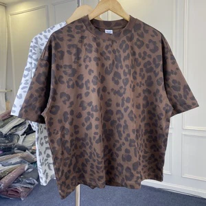 Hip Hop Leopard Blank Crop Fit Graphic Printing Breathable Summer Hot High Quality Streetwear Oversize Tshirt For Men